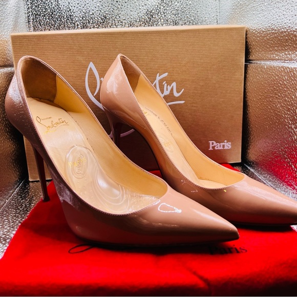 Christian Louboutin Decolette patent nude 38 - Picture 1 of 3